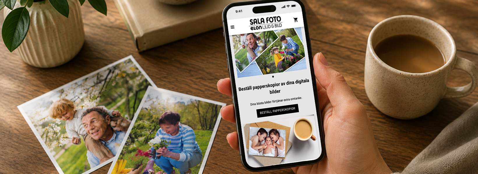 Beställ bilder från mobil eller dator och hämta samma dag. Professionell framkallning i Sala.